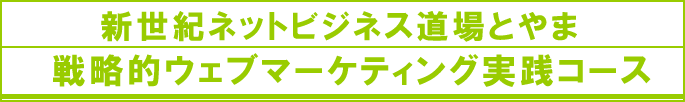 新世紀ネットビジネス道場とやま　戦略的ウェブマーケティング実践コース