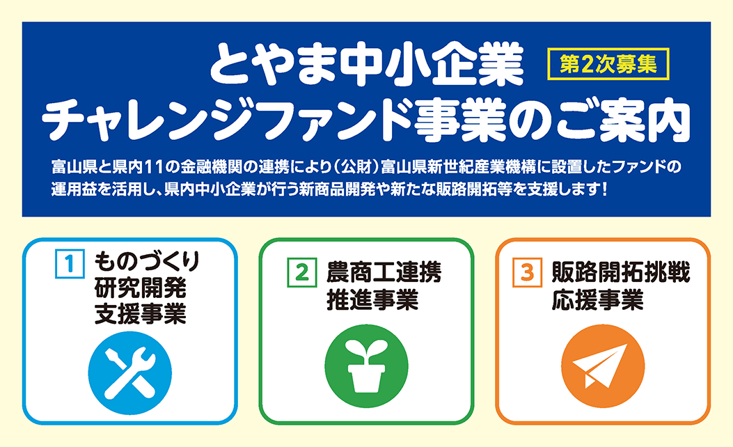 とやま中小企業チャレンジファンド事業のご案内【第２次募集】
